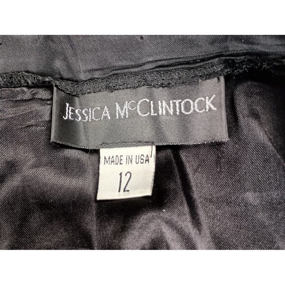 Jessica McClintock Maxi Skirt Gothic Steampunk Sz 12 Vintage Black Layers Bustle - Picture 6 of 15